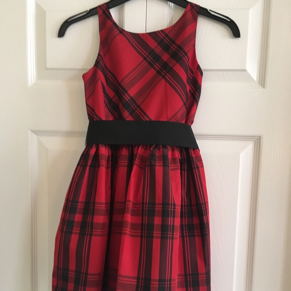 Girls Polo red and black plaid dress, size 8